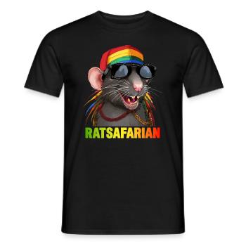 Coole Rasta-Ratte Bunt - Männer T-Shirt - Schwarz - Vorne - AI Model Male 178 light (178cm)