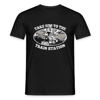 Lokomotive Dampflokomotive - Männer T-Shirt - Schwarz - Vorne - AI Model Male 178 light (178cm)