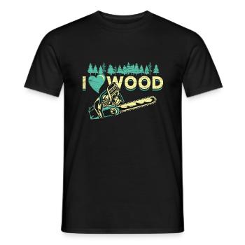I Love Wood Holzfäller Kettensäge - Männer T-Shirt - Schwarz - Vorne - AI Model Male 178 light (178cm)