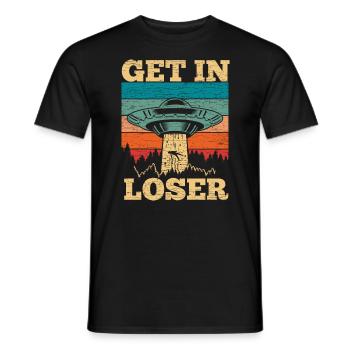 Retro Ufo Alien - Männer T-Shirt - Schwarz - Vorne - AI Model Male 178 light (178cm)