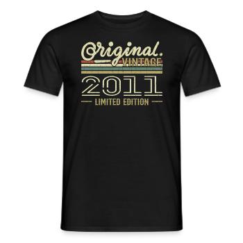 2011 Anniversaire Rétro 2011 Original 2011 Vintage - T-shirt homme - noir - Devant - AI Model Male 178 light (178cm)