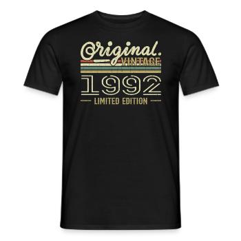 1992 Retro Birthday 1992 Original 1992 Vintage - Men's T-Shirt - black - Front - AI Model Male 178 light (178cm)