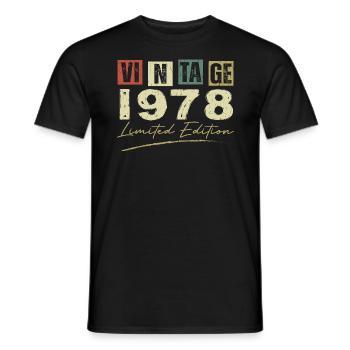 Vintage 1978 Original 1978 Anniversary Gift - Men's T-Shirt - black - Front - AI Model Male 178 light (178cm)