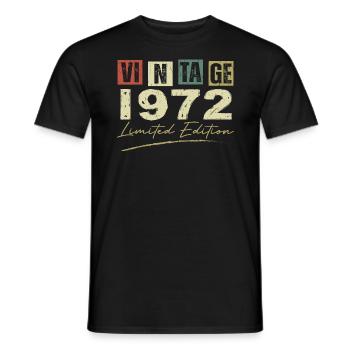 Vintage 1972 Original 1972 Anniversary Gift - Men's T-Shirt - black - Front - AI Model Male 178 light (178cm)