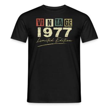 Vintage 1977 Original 1977 Anniversary Gift - Men's T-Shirt - black - Front - AI Model Male 178 light (178cm)