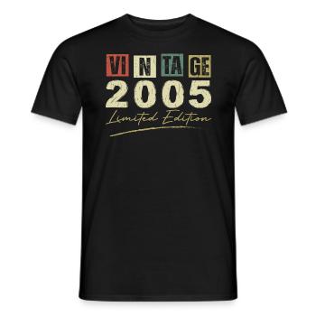 Vintage 2005 Original Birthday Gift 2005 - Men's T-Shirt - black - Front - AI Model Male 178 light (178cm)