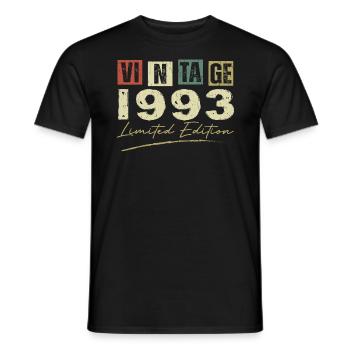 Jahrgang 1993 Original 1993 Jubiläumsgeschenk - Männer T-Shirt - Schwarz - Vorne - AI Model Male 178 light (178cm)
