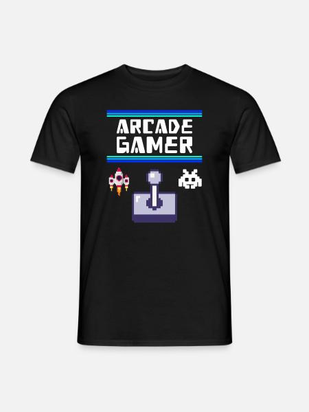 Arcade Gamer Pixel Alien Invader Joystick Retro - T-shirt homme - noir