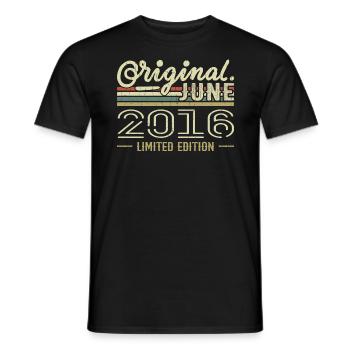 June 2016 Birthday June 2016 – Born in June 2016 - Men's T-Shirt - black - Front - AI Model Male 178 light (178cm)