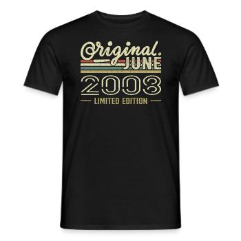 Juni 2008 Geburtstag Juni 2008 - geboren im Juni 2008 - Männer T-Shirt - Schwarz - Vorne - AI Model Male 178 light (178cm)