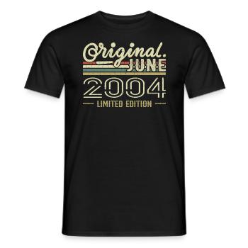 Juin 2004 Anniversaire Juin 2004 - Né en Juin 2004 - T-shirt homme - noir - Devant - AI Model Male 178 light (178cm)