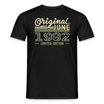 Juni 1982 Geburtstag Juni 1982 - geboren im Juni 1982 - Männer T-Shirt - Schwarz - Vorne - AI Model Male 178 light (178cm)