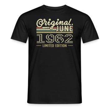 Juni 1962 Geburtstag Juni 1962 - geboren im Juni 1962 - Männer T-Shirt - Schwarz - Vorne - AI Model Male 178 light (178cm)