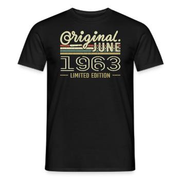 June 1963 Birthday June 1963 - Born in June 1963 - Men's T-Shirt - black - Front - AI Model Male 178 light (178cm)