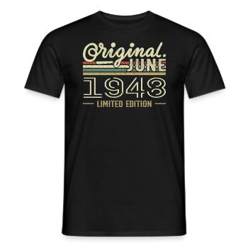 Juni 1948 Geburtstag Juni 1948 - geboren im Juni 1948 - Männer T-Shirt - Schwarz - Vorne - AI Model Male 178 light (178cm)