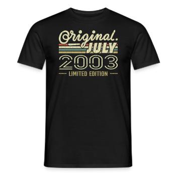 July 2003 Original Birthday Gift 2003 - Men's T-Shirt - black - Front - AI Model Male 178 light (178cm)