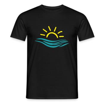 Soleil et mer, eau, vagues - T-shirt homme - noir - Devant - AI Model Male 178 light (178cm)