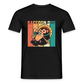 raccoon dog raccoon dog Enok Japan - Men's T-Shirt - black - Front - AI Model Male 178 light (178cm)