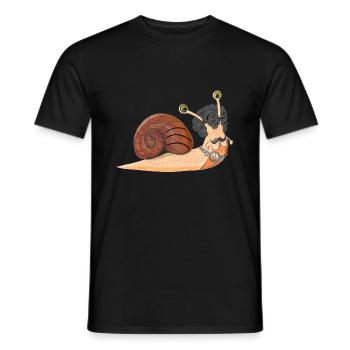 Retro Disco Hippie Snail with Peace Sign - Men's T-Shirt - black - Front - AI Model Male 178 light (178cm)