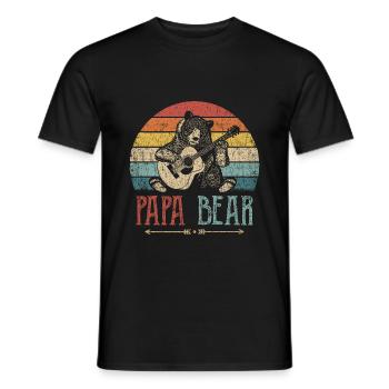 Papa Bär Gitarre Vater Mann Geschenk Eltern - Männer T-Shirt - Schwarz - Vorne - AI Model Male 178 light (178cm)