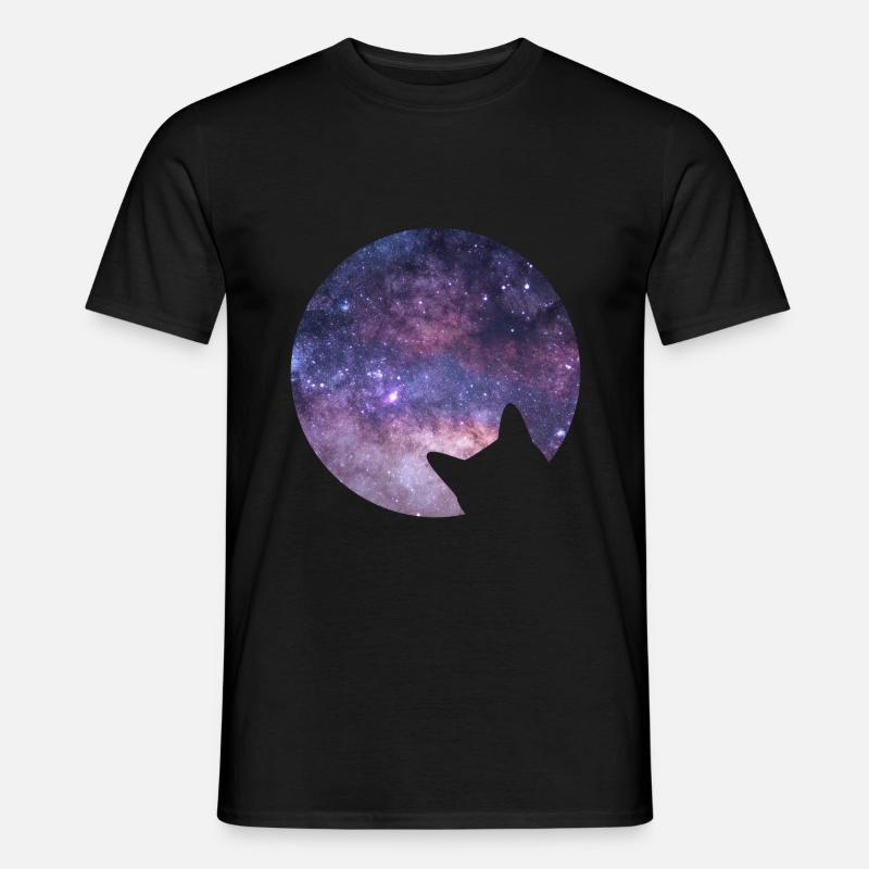 Le chat de l’espace regarde dans l’espace - T-shirt homme - noir