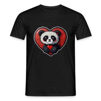 Pixel-Panda mit großem Herz - Männer T-Shirt - Schwarz - Vorne - AI Model Male 178 light (178cm)