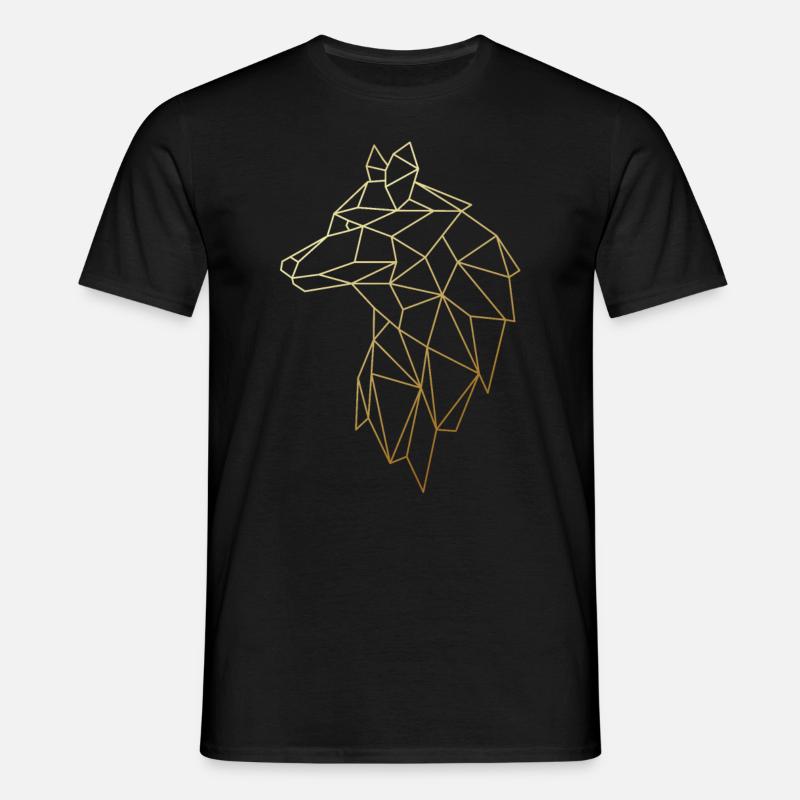 Wolf Polygon - Männer T-Shirt - Schwarz
