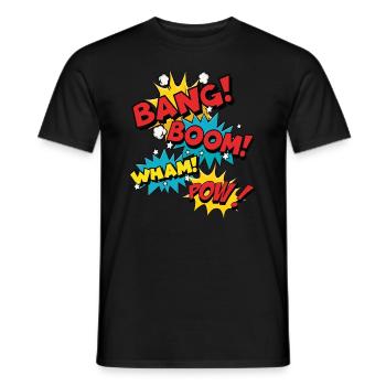 Bang Boom Pow Wham - Comic Speech Bubbles - Men's T-Shirt - black - Front - AI Model Male 178 light (178cm)