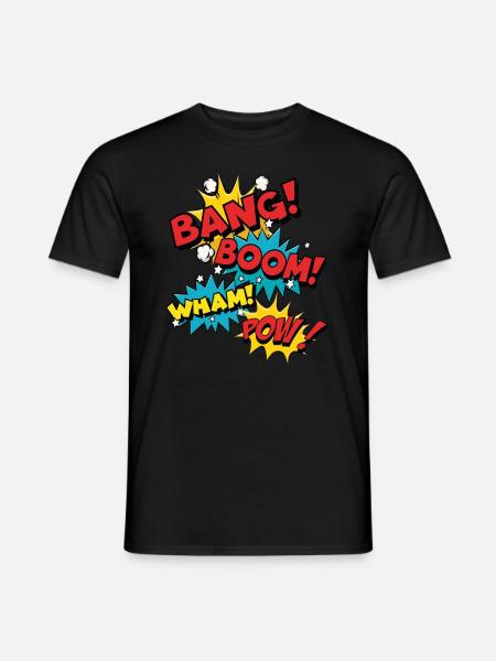 Bang Boom Pow Wham - Bulles de parole comiques - T-shirt homme - noir