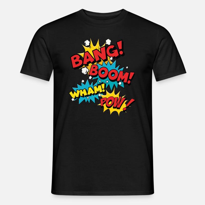 Bang Boom Pow Wham - Comic Sprechblasen - Männer T-Shirt - Schwarz
