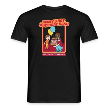 Jimmy's Hot Birthday Bash - That Escalated Quickly - Men's T-Shirt - black - Front - AI Model Male 178 light (178cm)