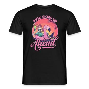 Pink Skies Up Ahead - Skeleton - Flamingo - Beach - Men's T-Shirt - black - Front - AI Model Male 178 light (178cm)