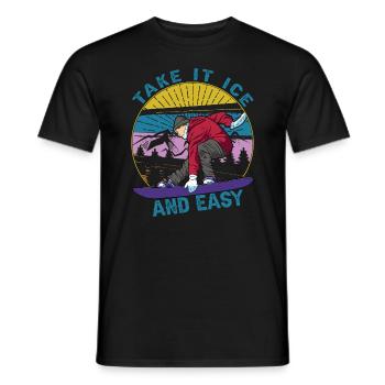 Take It Ice And Easy - Snowboarding - Skiing - S - Men's T-Shirt - black - Front - AI Model Male 178 light (178cm)