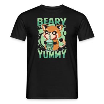 Beary Yummy - Niedlicher roter Panda - Milchtee - Männer T-Shirt - Schwarz - Vorne - AI Model Male 178 light (178cm)