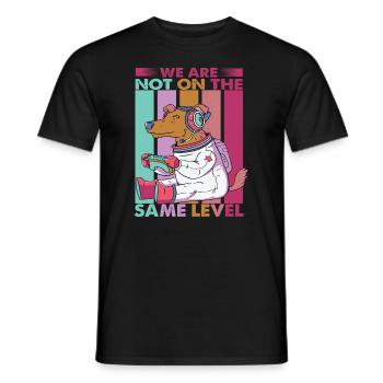 Nous ne sommes pas au même niveau - Chien - Jeux vidéo - T-shirt homme - noir - Devant - AI Model Male 178 light (178cm)