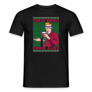 Great Mind Drink Alike - Wine - Mathematician - Men's T-Shirt - black - Front - AI Model Male 178 light (178cm)