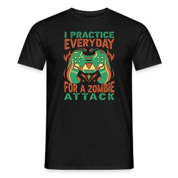 I Practice Everyday For A Zombie Attack - Gambler - Men's T-Shirt - black - Front - AI Model Male 178 light (178cm)
