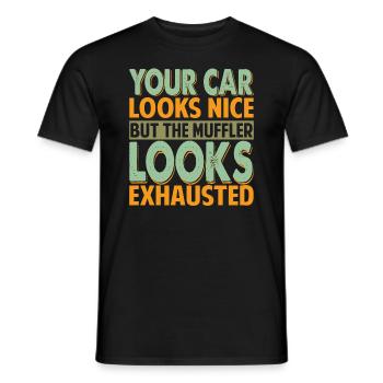 Votre voiture a l’air belle, mais le silencieux - blagues de papa - T-shirt homme - noir - Devant - AI Model Male 178 light (178cm)