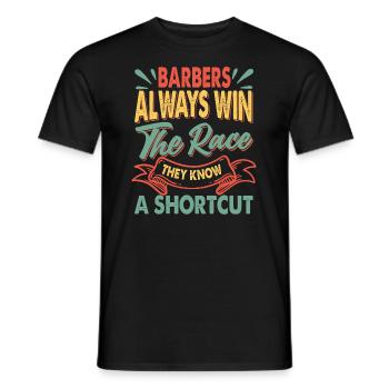 Barbers Always Win The Race - Pizza - Papa-Witze - Männer T-Shirt - Schwarz - Vorne - AI Model Male 178 light (178cm)