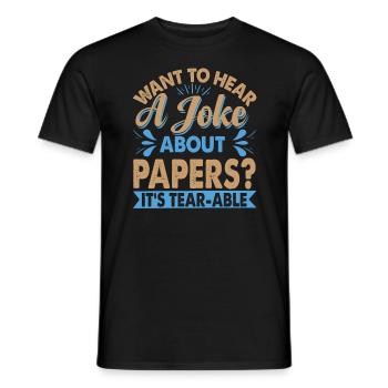 Vous voulez entendre une blague sur le papier? - Blagues de papa - T-shirt homme - noir - Devant - AI Model Male 178 light (178cm)