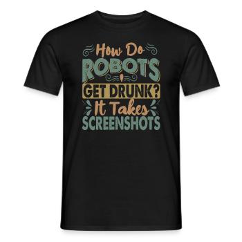 Comment les robots se saoulent-ils? - Blagues drôles de papa - T-shirt homme - noir - Devant - AI Model Male 178 light (178cm)