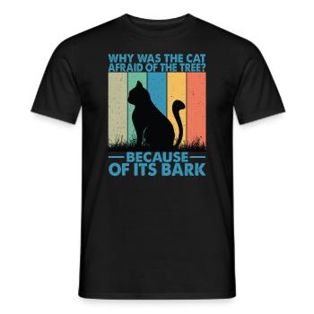 Pourquoi le chat avait-il peur de l’arbre? - Blagues de papa - T-shirt homme - noir - Devant - AI Model Male 178 light (178cm)
