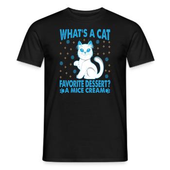 What's A Cat Favorite Dessert? Funny dad jokes - Men's T-Shirt - black - Front - AI Model Male 178 light (178cm)