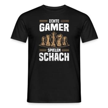 Echte Gamer Spielen Schach Schachmatt Schachfigur - Männer T-Shirt - Schwarz - Vorne - AI Model Male 178 light (178cm)