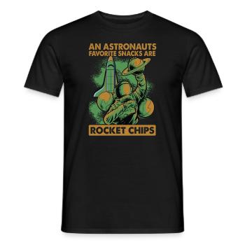 Astronauts Eat Rocket Chips For Breakfast - Jokes - Men's T-Shirt - black - Front - AI Model Male 178 light (178cm)