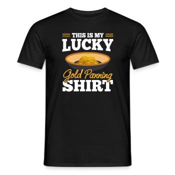 Lucky Gold Panning Shirt Geschenk Für Goldgräber - Männer T-Shirt - Schwarz - Vorne - AI Model Male 178 light (178cm)