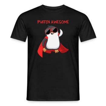 Puffin Awesome Papageientaucher Superheld Geschenk - Männer T-Shirt - Schwarz - Vorne - AI Model Male 178 light (178cm)