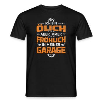 Werkstatt Ölich Aber Fröhlich Garage Mechaniker - Männer T-Shirt - Schwarz - Vorne - AI Model Male 178 light (178cm)