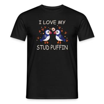 I Love My Stud Puffin Papageientaucher Beziehung - Männer T-Shirt - Schwarz - Vorne - AI Model Male 178 light (178cm)