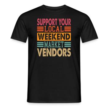 Soutenez vos vendeurs locaux du marché du week-end - T-shirt homme - noir - Devant - AI Model Male 178 light (178cm)